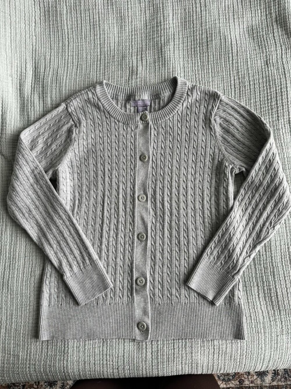 Laura Scott gray cable knit sweater